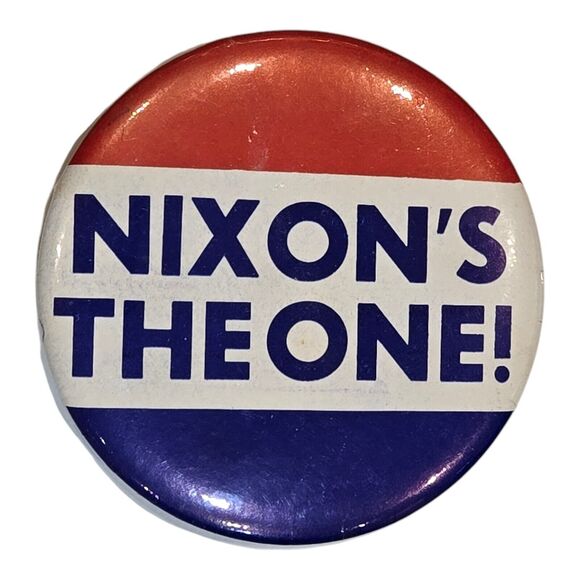 2 Nixon's The One Vintage Used 1968 Pinback Slogan Button Presidential Campaign - Picture 5 of 11